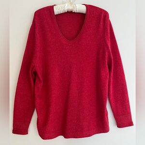 OLSEN Red Scoop Neck Relaxed Fit Pullover Sweater Soft Cozy Loungewear Casual